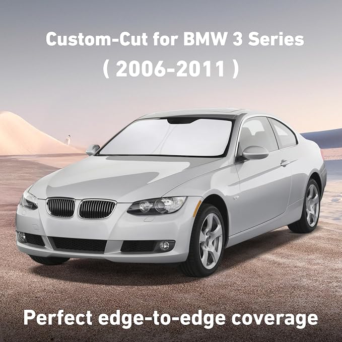 Windshield Sunshade Compatible for BMW 3 Series 2006-2009 2010 2011, Sun Visor for Front Windshield & Window Sun Shade Cover, UV Heat Blocker & Protector, Car Accessories