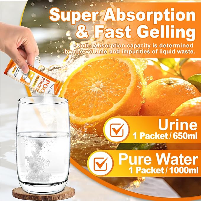 Poo Powder for Portable Toilet Gel Powder, Camping Toilet Gel 50PCS | Citrus Scent Pee Powder, Eco Toilet Gel for 650ml Urine/10g, Toilet Gel Powder for Outdoor Camping and Hiking