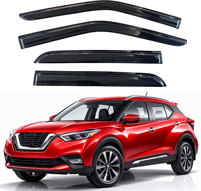 KPY Rain Guards Fit for 2018-2024 Nissan Kicks, Out-Channel Window Visors Vent Wind Deflectors 4PC, Car Accessories for 18-24 Kicks