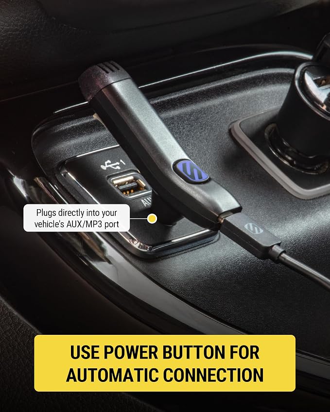 BTAXS3 Hands-Free Audio Kit, Bluetooth Receiver for Car Stereo with Noise Cancellation, 3.5mm AUX Bluetooth Adapter for Car Radio, Compatible with Siri/Google Assistant Voice Command