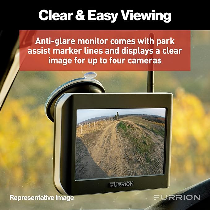 Vision S Wireless RV Backup Camera System with 4.3-Inch Monitor, 1 Rear Sharkfin, Infrared Night Vision, Wide-Angle View, Hi-Res, IP65 Waterproof, Motion Detection, Microphone - FOS43TASF