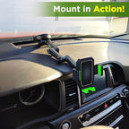 Cell Phone Mount for Truck Phone Holder for Truck Drivers - Heavy Duty Suction Cup, iPhone Holder for Dashboard Window 16.9 inch Long, for iPhone & Samsung, Semi Trucker, Green