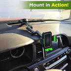 Cell Phone Mount for Truck Phone Holder for Truck Drivers - Heavy Duty Suction Cup, iPhone Holder for Dashboard Window 16.9 inch Long, for iPhone & Samsung, Commercial Trucker, Green