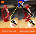 Scissor Jack, 2.5T(5512 Lbs), High-Strength Car Jack & Stand Kit with Rubber Pad, Tire Changing Kit with Ratchet Handle&Lug Wrench, Universal Vehicle Emergency Set for Various Models Red