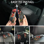 2PCS Car Seat Back Storage Headrest Hooks, Mushroom Purse Holder Bags Hanger, PU Leather Double Metal Hook for Backseat Organizer, Women Car Accessories Organization