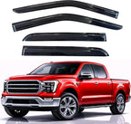 KPY Rain Guards Fit for 2015-2026 Ford F150 SuperCrew, Out-Channel Window Visor Vent Deflector 4PC, Truck Accessories for 2017-2026 F150 Raptor F250 F350 F450 F550 Super Duty Crew Cab (Full-Size Cabs)