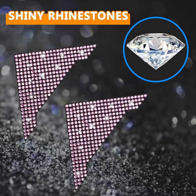 Car Door Corner Edge Guards 4pcs Bling Rhinestone Anti-Scratch Edge Protector Stickers(Pink)