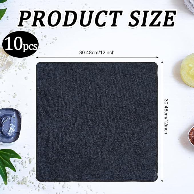 Cleaning Cloth Dry Erase Cloth Cleaning Rags Reasonable Kitchen Towels Microfiber Towels Cars Wash(12 x 12 Inch,Black,10 Pcs)