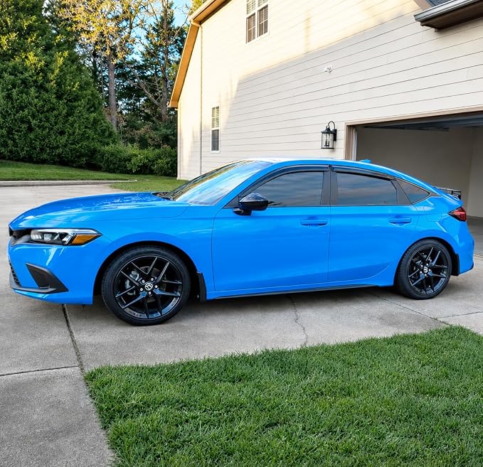 2022-2026 Tape-On Rain Guards for Honda Civic Hatchback Side Window Visor Deflectors HB LX Sport Touring EX-L Tinted Vent Shades Protectors 2023 2024 2025
