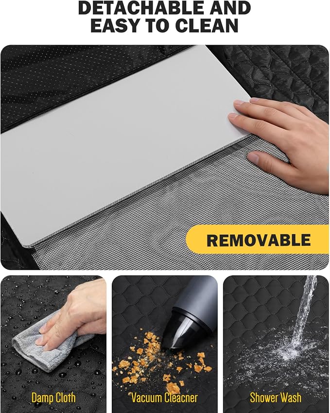 Dog Seat Cover for Back Seat, PU Dog Car Seat Cover Holds 420 lbs, Material Waterproof, Anti Scratch, Easy to Use and Clean, Hard Bottom Back Seat Extender for Dogs, Comfortable Car, SUV, Truck