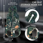 2PCS Car Hooks for Purses Bags, Weeds Floral Flowers Wildflowers Plants Seat Back Storage Headrest Holder Hanger PU Leather Double Backseat Organizer, Women Car Accessories Organization
