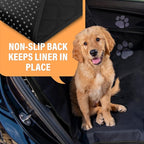 XL Waterproof Hammock Large Car Seat Cover, Fits SUVs Trucks Big Sedans, Secure Convertible Travel Bed Protects Backseat Cargo from Dog Puppy Pet Water Food Drool Urine, Black w/Blue Trim