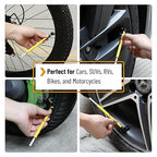 Pencil Tire Pressure Gauge, 2 Pack, 10-75 PSI, Yellow, Stainless Steel Body, Metal Made Nozzle, Rust and Corrosion Resistant, Pencil Air Pressure Gauge for Tires, 3 Measurements for Cars, Bikes
