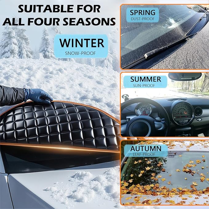 Car Windshield Cover for Ice and Snow for Toyota Tundra 1999–2025 2020 2021 2022 2023 2024 2026, Automotive Large Windshield Snow Covers with Side Window and Rearview Mirror Protector
