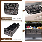 Leopard Print Trunk Organizer - 95L Large Capacity, Non-Slip Bottom, Waterproof, Portable Car Storage for SUV, Truck, Sedan