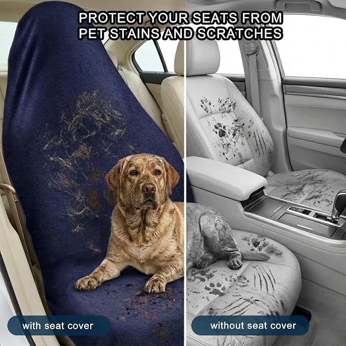 Car Seat Towel Cover, 2pcs Universal Front Seat Protector for Cars, SUVs and Trucks, Sweat Towel Car Seat Cover for Gym, Yoga, Swimming, Pets and Family Travel