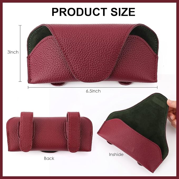 Magnetic Sunglass Holder for Car Visor, Leather Car Glasses Holder | Red Visor Accessories Eyeglasses Holder Glasses Storage Case