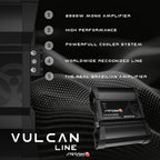 Vulcan 2000 1 Ohm Car Amplifier, Mono Full Range 2000.1 2K Watts RMS, 1Ω Stable Car Audio, HD Sound Quality, Crossover & Bass Boost, Car Stereo Speaker Subwoofer MD, Smart Coolers