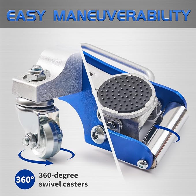 Floor Jack, Low Profile 2 Ton Aluminum and Steel Car Jack, Blue | Dual Pump System, Rapid Lift, 3.35"-13.98", 360-degree swivel casters