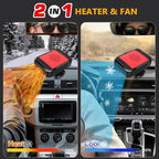 Car Heater,12V 200W Portable Car Heater 360°Rotation 2 in 1 Heating & Cooling Fan Windshield Demisting Defroster Plug Into Cigarette Lighter for All Cars（red）