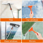 Chabatree Window Squeegee Cleaner Set 2-in-1 Window Cleaning Tool with Extendable Pole, Window Cleaning kit with Bendable Head for Indoor & Outdoor Glass for Car Indoor Outdoor High Windows