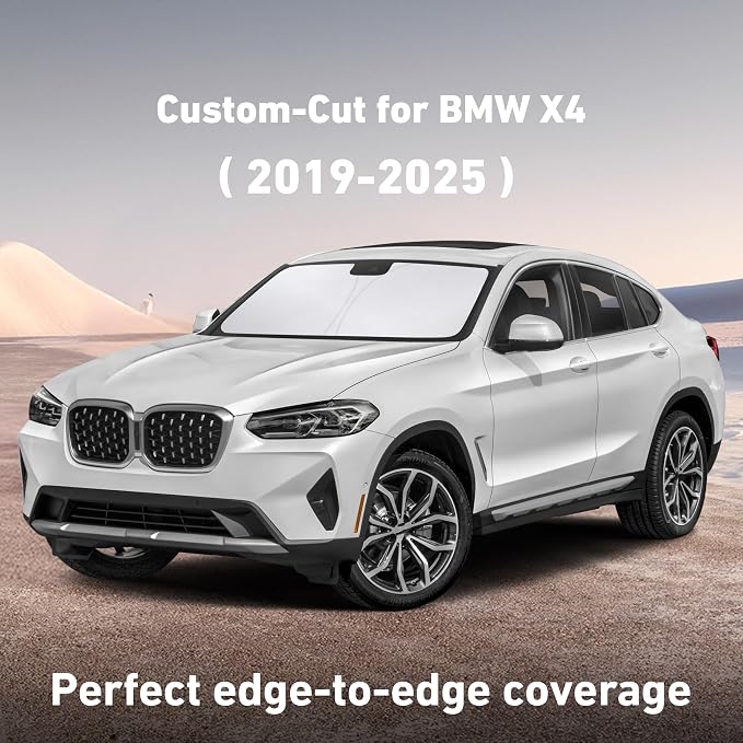 Windshield Sunshade Compatible for BMW X4 2019-2023 2024 2025, Sun Visor for Front Windshield & Window Sun Shade Cover, UV Heat Blocker & Protector, Car Accessories