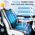 Upgraded Cooling Car Seat Cover Front Seat with Blowing&Suction, 12V-24V Ventilated Car Seat Cushion with 2 Turbo Fans, 3-Speed Adjustable Universal Fit Breathable Car Cushion for Summer Driving-Gray