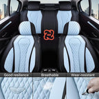 Seat Covers, Car Seat Covers Full Set, Blue Car Seat Cover, Driver Seat Covers Front Seats Rear Seat Cover, Luxury Car Seat Cushion,Leather Seat Cover Seat Protector Fit for Most Cars