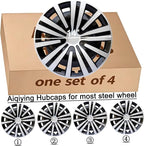 Hubcap Wheel Cover Replacement R14 Hub Caps Universal Wheel Rim Cover ABS Material Exterior Accessories Snap On Car Truck SUV -Set of 4 (14-Inch, Silver-Black)