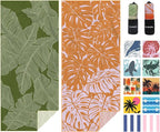 2 Pack Microfiber Beach Towel, Quick Dry Travel Towel Large Sand Free Towel for Beach, Camping, Swim Pool, Gym, Sports& Yoga 71"x32", Palm