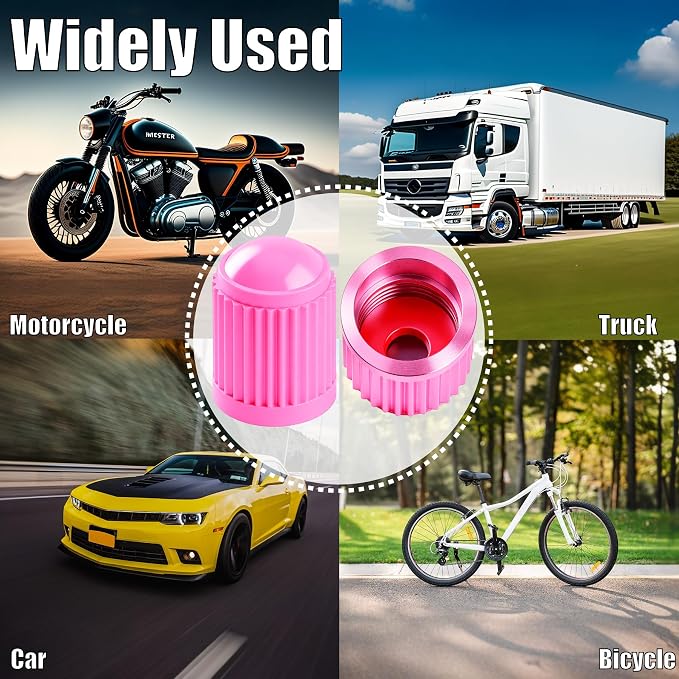 30PCS Tire Valve Stem Caps, Corrosion Resistant, with O Rubber Ring, Airtight Seal Heavy Duty Dustproof Tire Valve Stem Covers for Cars, SUV, Trucks, Bikes, Motorcycles, Bicycles(Pink)