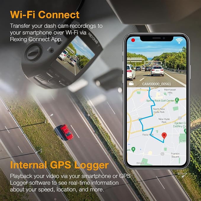 V1-4K Ultra HD GPS Dash Cam 2.4” LCD, Wi-Fi, 170° Wide Angle, G-Sensor, WDR, Loop Recording, Supercapacitor, Mobile App, CPL Filter, Supports 256GB