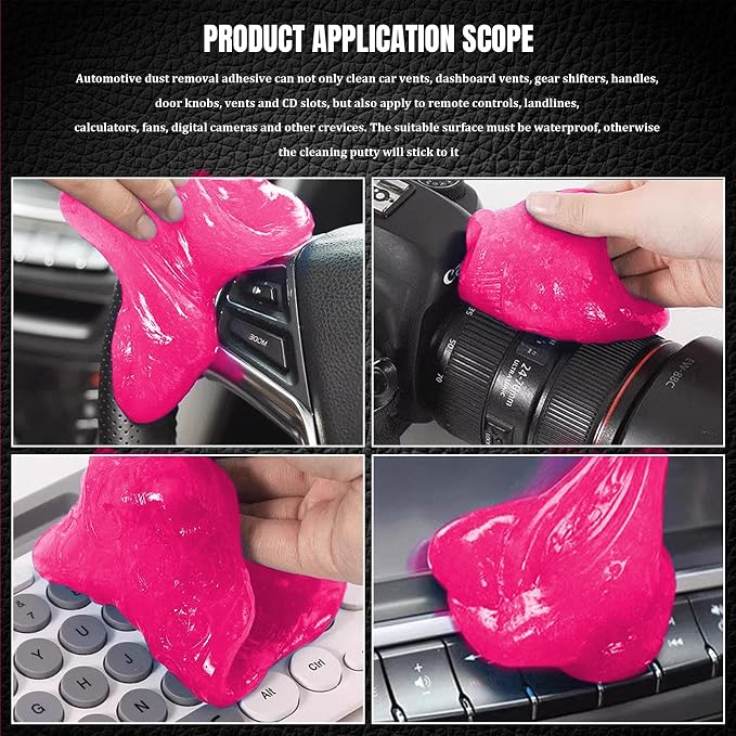 Car Cleaning Gel Clean Putty, Reusable Car Interior Cleaner Slime, Auto Detail Cleaning Soft Rubber Supplies, Universal Multi-Functional Cleaning Tool Accessories for Men Women (Pink)