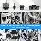Car Detailing Kit, Car Detailing Brush Set, Car Cleaning Drill Brush Kit with Extension Pole, Professional Auto Detailing Supplies for Automobile Interior Exterior Wheels