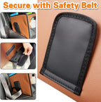 Car Organizer - 2025 Upgraded Leather Car Storage Organizer for Front Back Seat or Floor with 3 Metal Handles 6 Apartments, Multipurpose Car Organizers and Storage Brown.