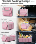 Trunk Organizer for SUV – Foldable & Portable Car Organizers and Storage with 2 Compartments, Large Capacity Car Trunk Organizer Car Accessories for Truck Sedan, Pink, 21.7" x 12.8" x 11.0"