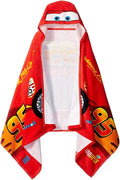 Kids Hooded Towel – 22" x 51" Super Soft Bath Wrap with 3D Hood, Classic Characters, Beach, Pool & Travel, Official Licensed, Red - Cars