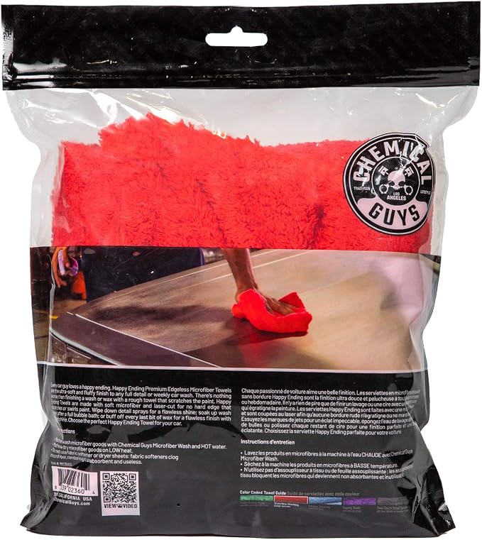 Happy Ending Edgeless Microfiber Towels 16 x 16 Inch Premium Plush Detailing Cloths for Wax Buffing Polish Sealant Interior and Exterior Car Care 3 Pack