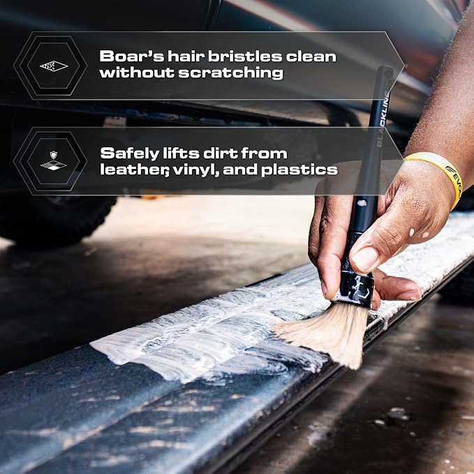 Boar Hair Detailing Brushes - Luxury Car Detailing Brush Set for Interior and Exterior - Best Auto Detailing Brushes - Premium Hair Car Detailer Brushes (Boars Hair Bristles)