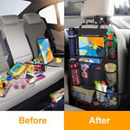 Car Backseat Organizer, 2 Pack, Black, Simple/Functional, Car Seat Organiser, Car Backseat Organizer, 10 Compartments, Tablet Holder, Waterproof, Easy to Clean