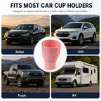 Car Cup Holder Expander for Large Bottles, Fits 32 oz to 40 oz Water Bottles and Handle Mugs, Secure Base for Most Vehicle Cup Holders, Durable ABS, Easy to Install, Durable ABS (Pink)