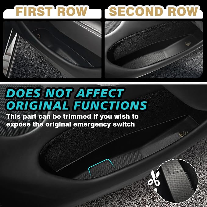 4PCS Door Organizer Tray Compatible with 2026 Model Y Juniper Performance/Premium/Standard Accessories Anti-Slip Easy to Clean Front & Rear Door Side Pocket Storage Box Insert Tray (Drop-in)