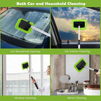 3 Set Windshield Cleaner Tool Inside Car Window Cleaner Tool with 3 Extendable Handle 9 Reusable Microfiber Pads and 3 Spray Bottles for Auto Home Interior Exterior Glass Cleaning(Green)