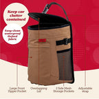 Spill-Proof Car Trash Can - Easy to Clean Hanging Garbage Bin - Leak-Proof Lid, Removable Liner, Waterproof - Keeps Truck, SUV, Car, Minivan Clean & Odor Free - 2.5 Gallon Tan Car Trash Can