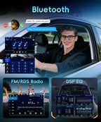 8 Core 6G+128G Android 15 Car Stereo for Toyota Yaris Vios 2007-2014, Wireless Carplay Android Auto, 9'' Touchscreen Radio with 360° Panoramic View GPS/BT 5.0/FM/DSP/5G-WiFi Backup Camera SWC