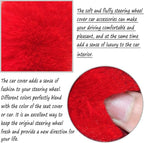 Fluffy Steering Wheel Cover for Women Fuzzy Steering Wheel Cover Winter Warm Faux Wool Plush Car Wheel Cover Furry Steering Wheel Protector Universal Fit 15 Inch (Red)