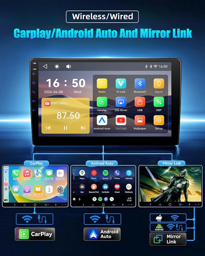 Car Stereo for Hyundai Elantra 2012-2013 9 Inch Car Radio with Bluetooth FM/RDS Carplay Android Auto Mirror Link SWC Backup Camera