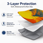 Car Seat Towel Cover for Front Seats, 1Pc Sweat Absorbent Car Seat Protector with Non-Slip Backing, Waterproof Towel Car Seat Covers for Runners, Gym, Swimming, Beach, Pets, Mountain Sunset