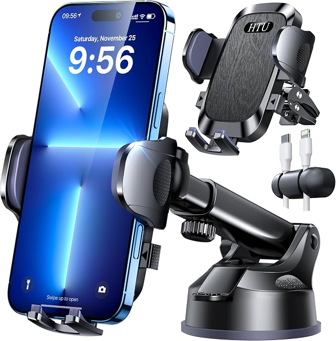 【Upgraded Strongest Suction & Pro Military-Grade Certs 】Ultimate Car Phone Mount【360°Rotatable Suction】Cell Phone Holders Truck Stand for Dashboard Windshield Vent for iPhone 17 Pro Max Samsung,Black