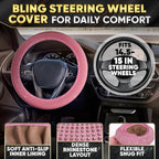 Pink Car Accessories Set, 27 Pieces – Bling Car Accessories for Interior Styling with Rhinestone Details for Daily Use, Universal Fit Kit for Steering Wheel, Vents, Mirror Area, Great Gift for Women